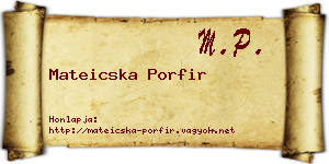 Mateicska Porfir névjegykártya